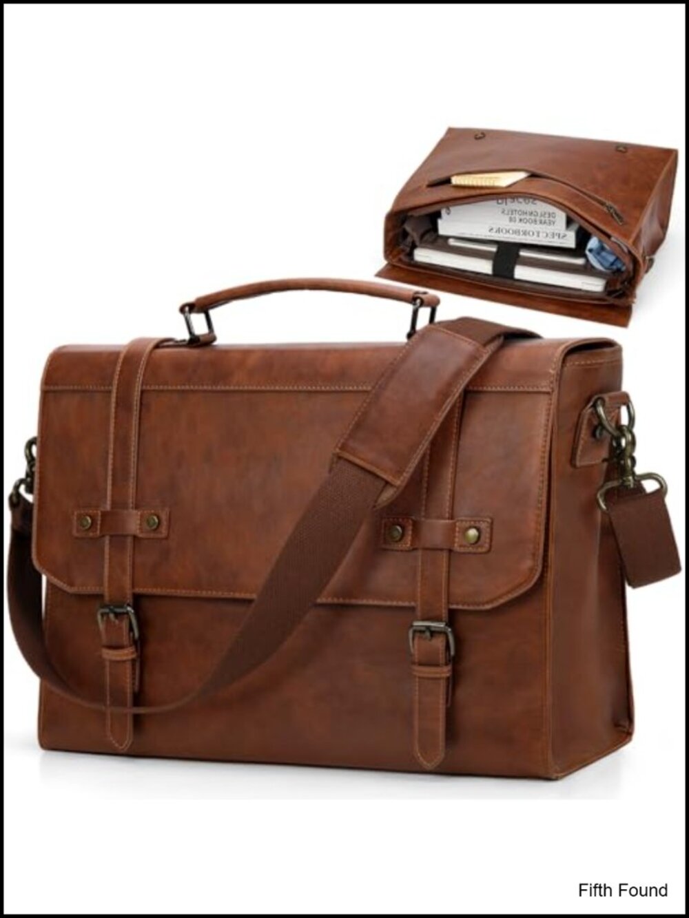 Waterproof Vintage Leather 17" Laptop Messenger Bag For Men